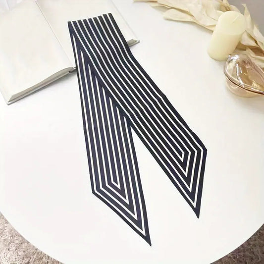 Gibson Girl slim Black Ribbon Scarf