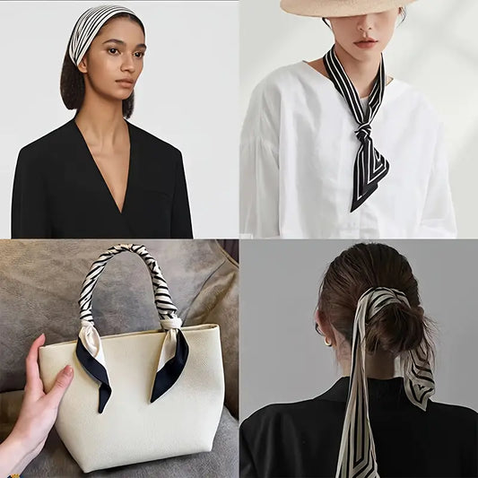 Gibson Girl slim White Ribbon Scarf