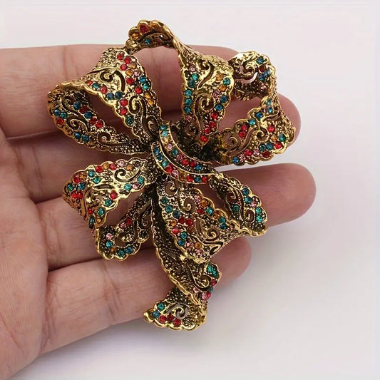 Vintage Lace Bow ribbon brooch