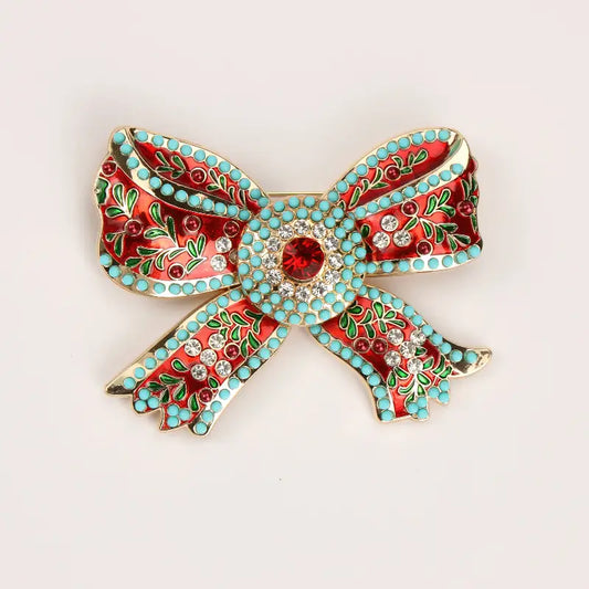 Crimson Bow Brooch