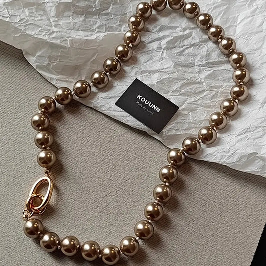 Mocha brown pearl necklace