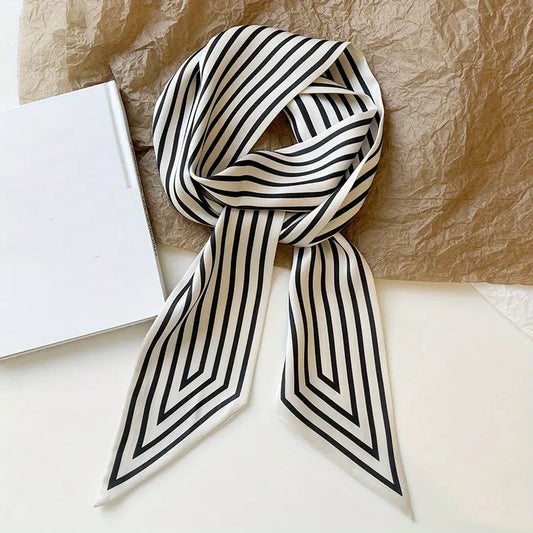 Gibson Girl slim White Ribbon Scarf