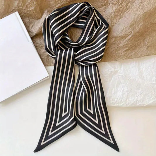 Gibson Girl slim Black Ribbon Scarf