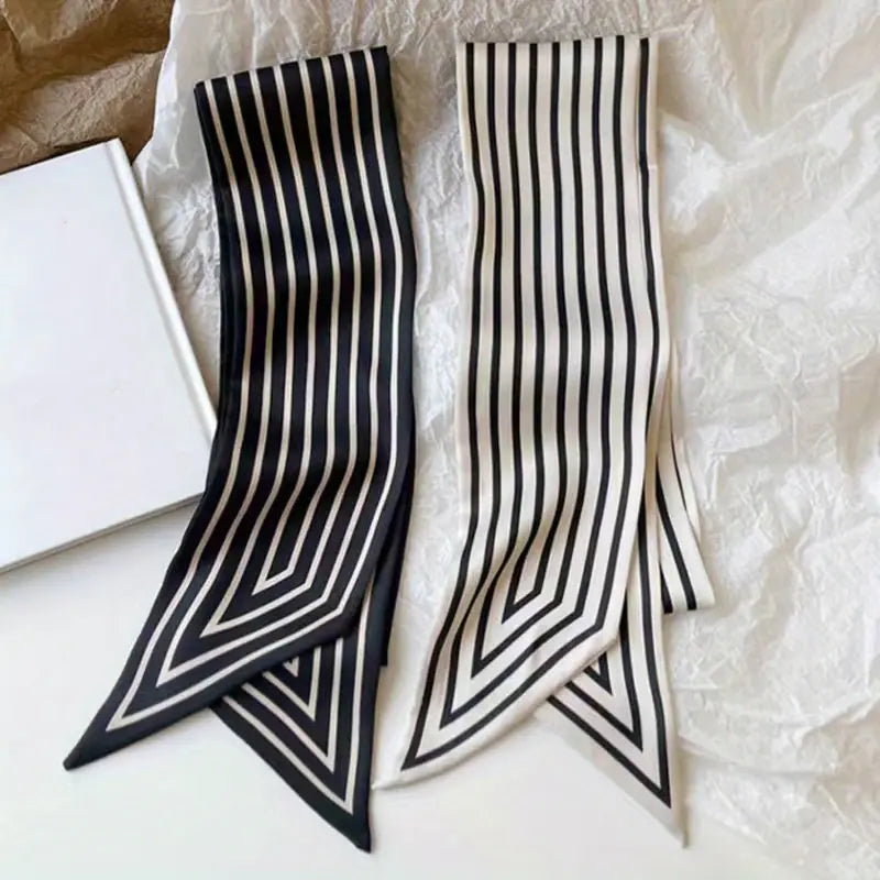 Gibson Girl slim Black Ribbon Scarf