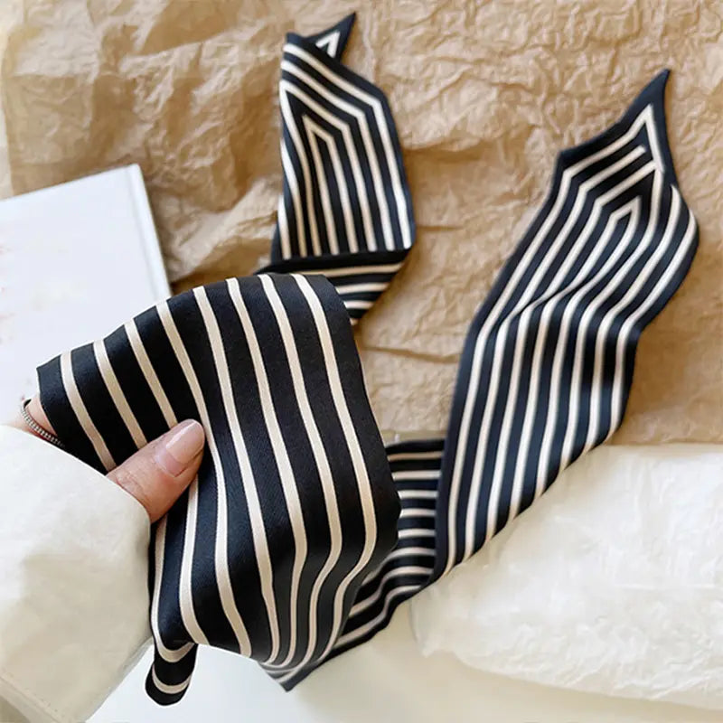 Gibson Girl slim Black Ribbon Scarf