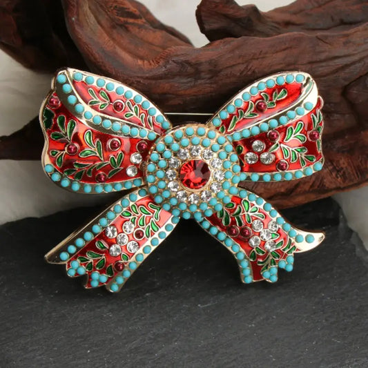Crimson Bow Brooch