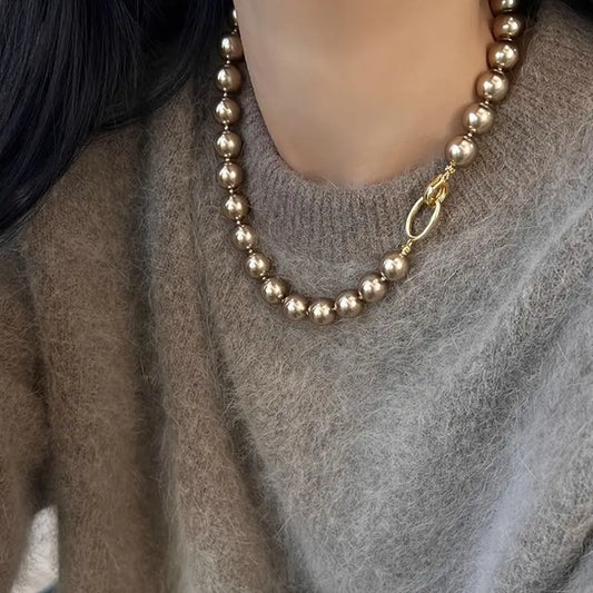 Mocha brown pearl necklace