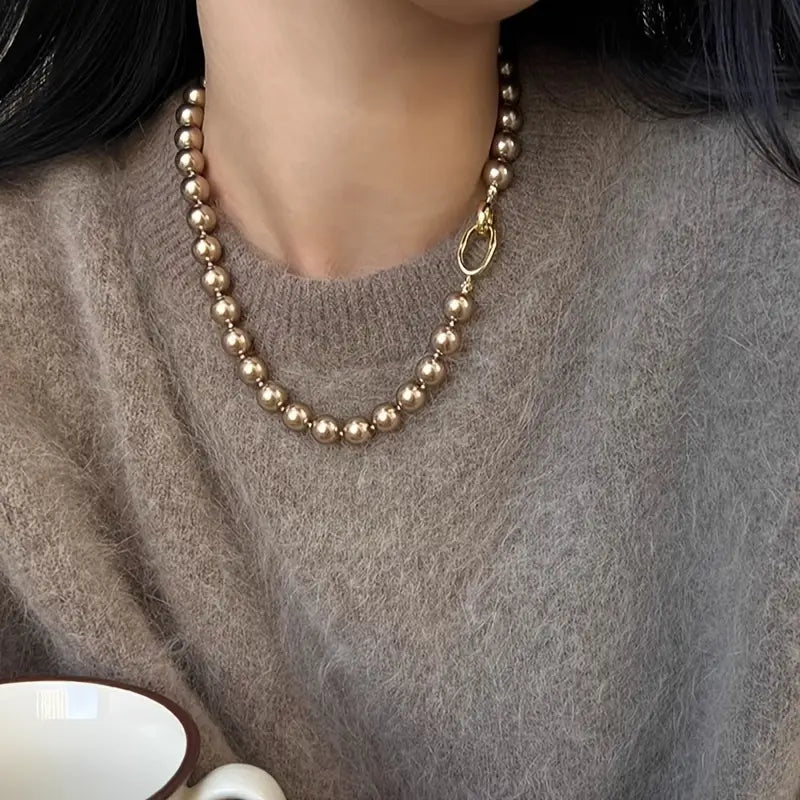 Mocha brown pearl necklace